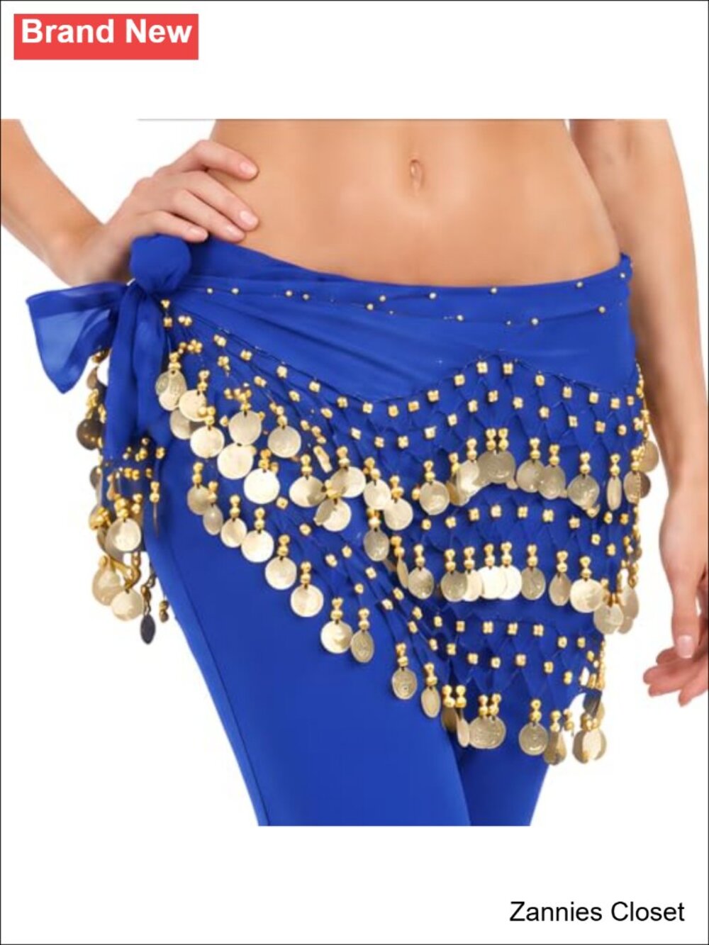✨ Belly Dance Hip Scarf with 128 Gold Coins Chiffon Wrap for Zumba Yoga